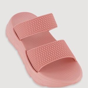 Pink Textured Slide Sandals